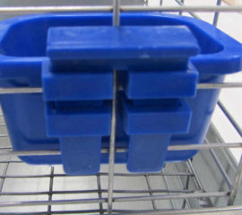 blue attached to cage